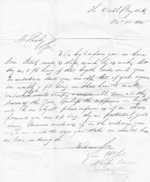 Letter addressed to George Cowley